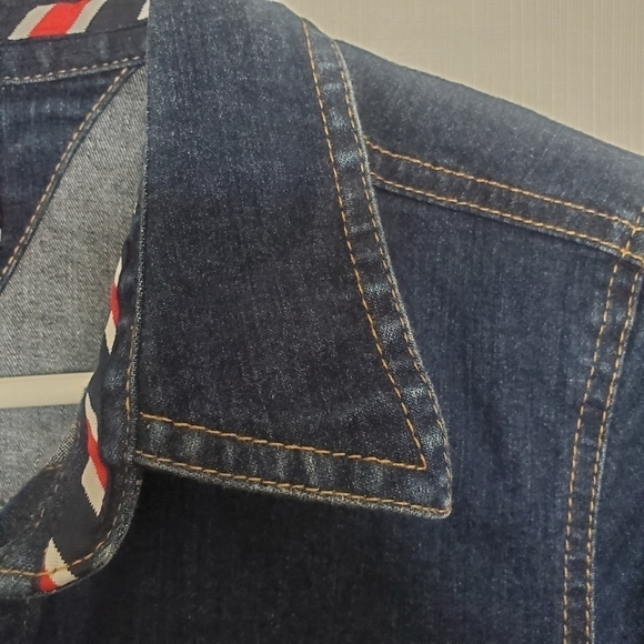 Tommy Hilfiger Dress Vtg Y2k 90's Denim Red Wht Blu Patriotic July 4th Women (L) - Picture 8 of 11